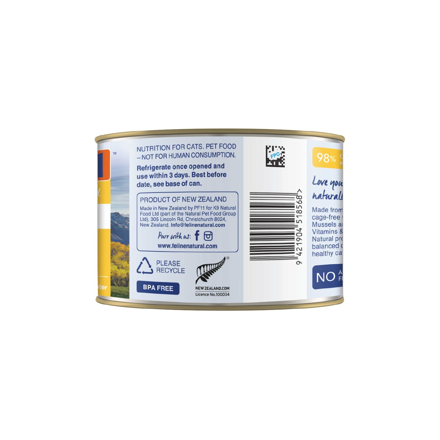 K9 캔 필라인 내추럴 캣 주식캔 치킨 피스트 170g