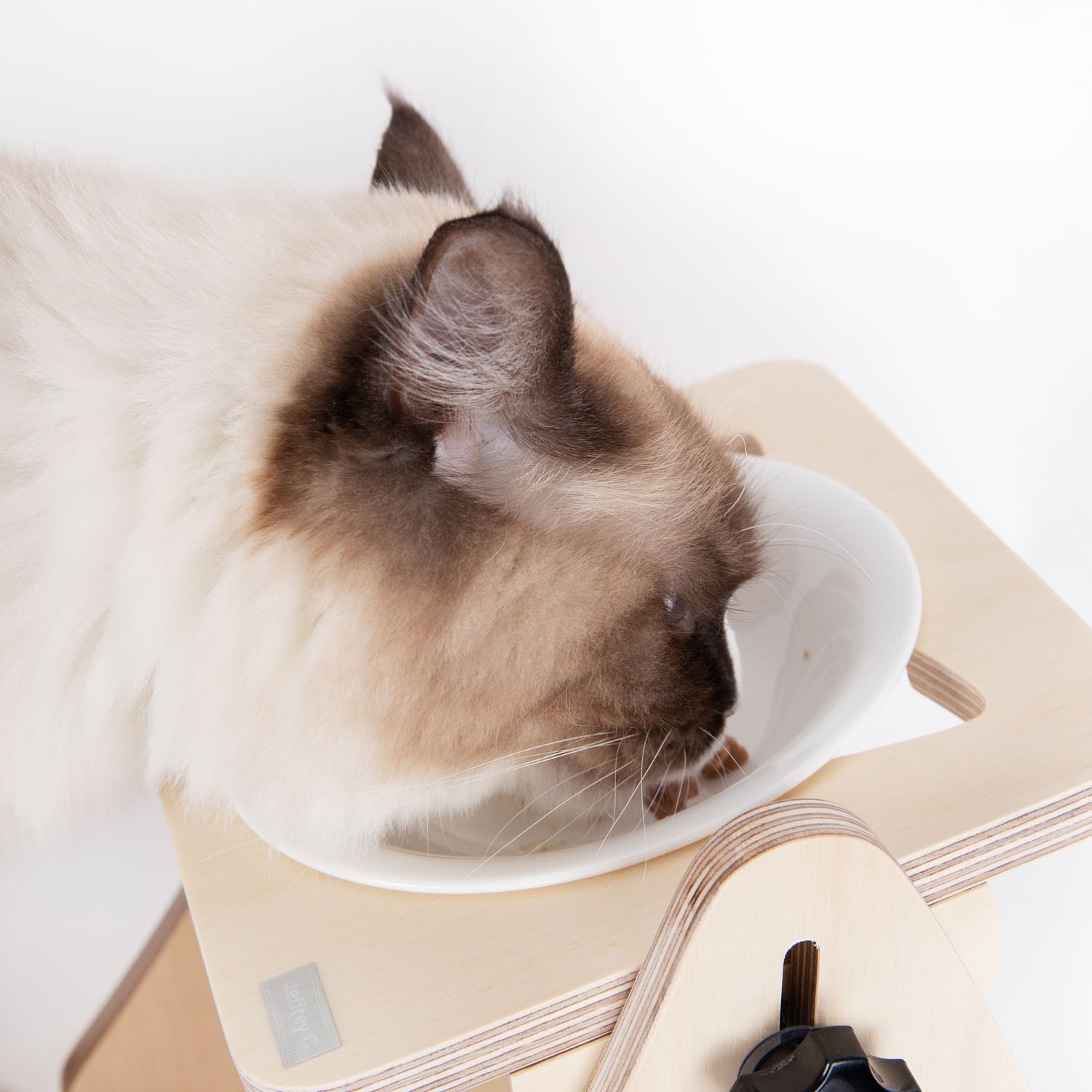 제프리공방 고양이식기 밥그릇 높이조절 원목식탁 2구 기본형 (식기포함)